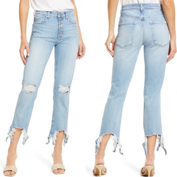 7 For All Mankind High Waist Cropped Straight Jeans - Picture 2 of 12